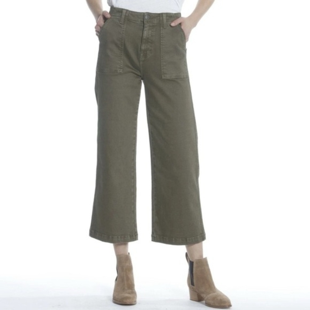 Vigoss Dylan High Rise Wide Leg Crop Pants Olive Utility Size 24